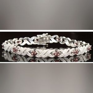 Lot116 Genuine 5.00 ct Garnet & Diamond Accent Bracelet